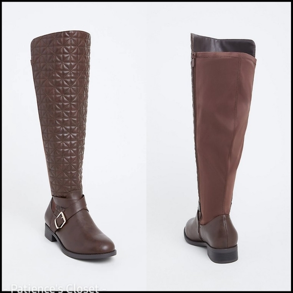 torrid Shoes - Torrid brown faux leather quilted knee high boots
